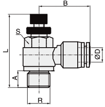 Схема углового фитинга серии ESC