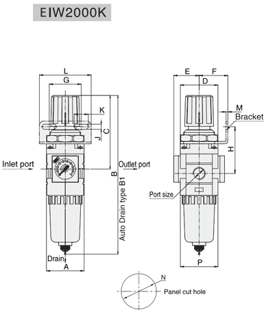Схема фильтров-регуляторов серии EIW